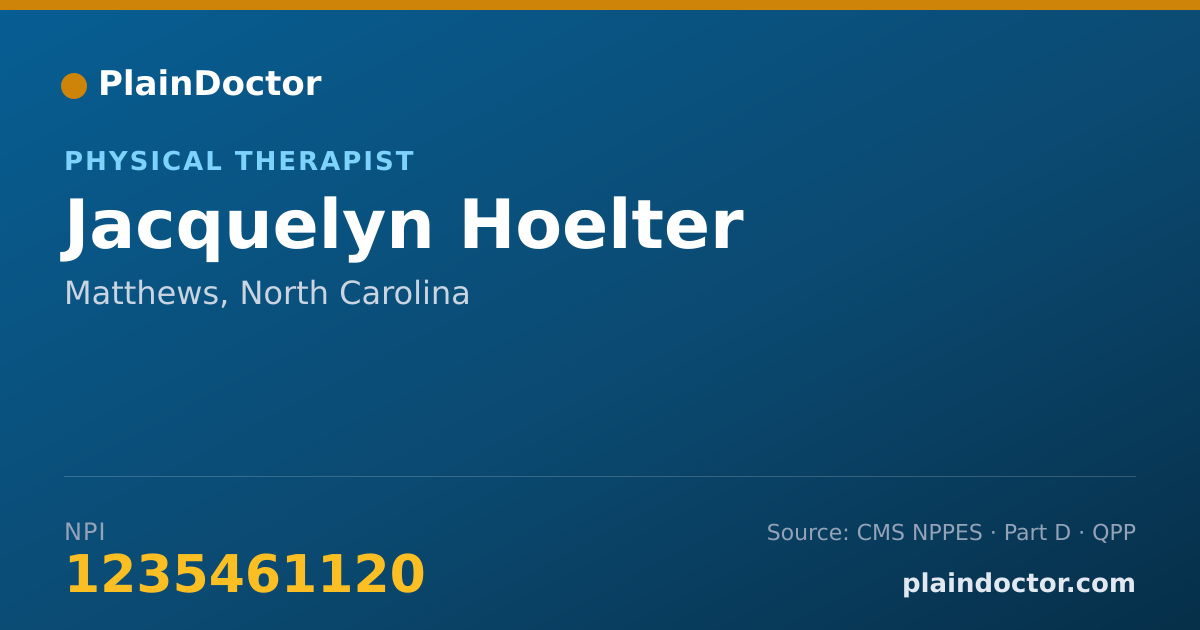 Shareable card for Jacquelyn Hoelter - Physical Therapist, Matthews, NC