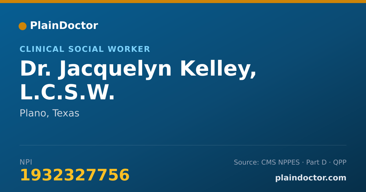Shareable card for Jacquelyn Kelley, L.C.S.W. - Clinical Social Worker, Plano, TX