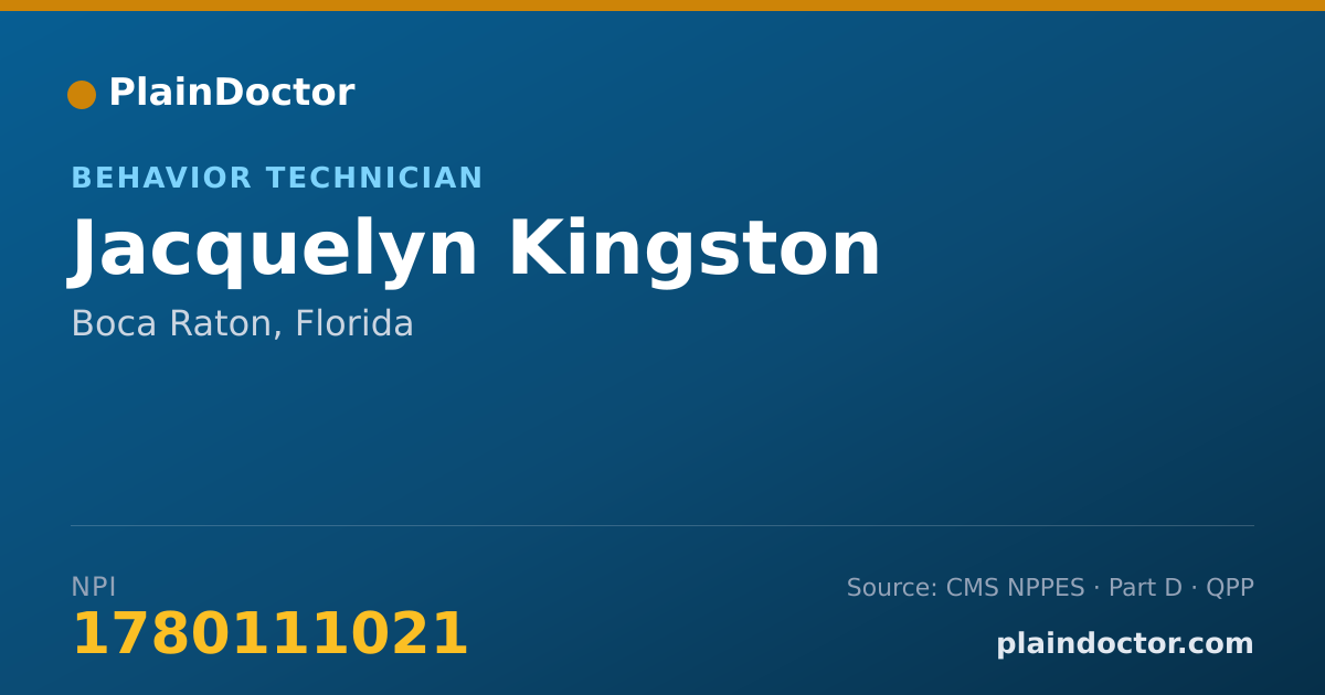 Shareable card for Jacquelyn Kingston - Behavior Technician, Boca Raton, FL