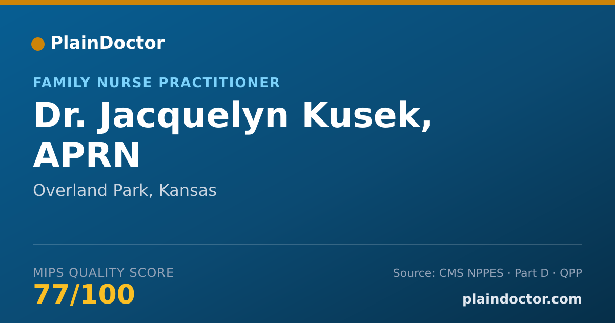 Shareable card for Jacquelyn Kusek, APRN - Family Nurse Practitioner, Overland Park, KS