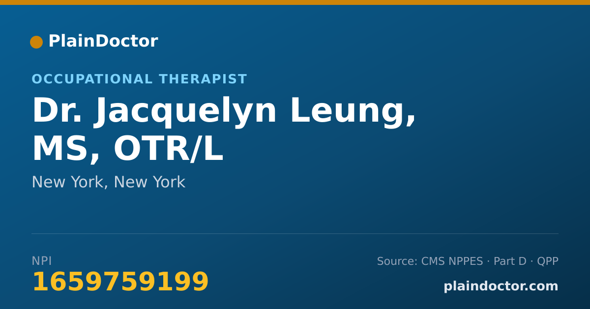 Shareable card for Jacquelyn Leung, MS, OTR/L - Occupational Therapist, New York, NY