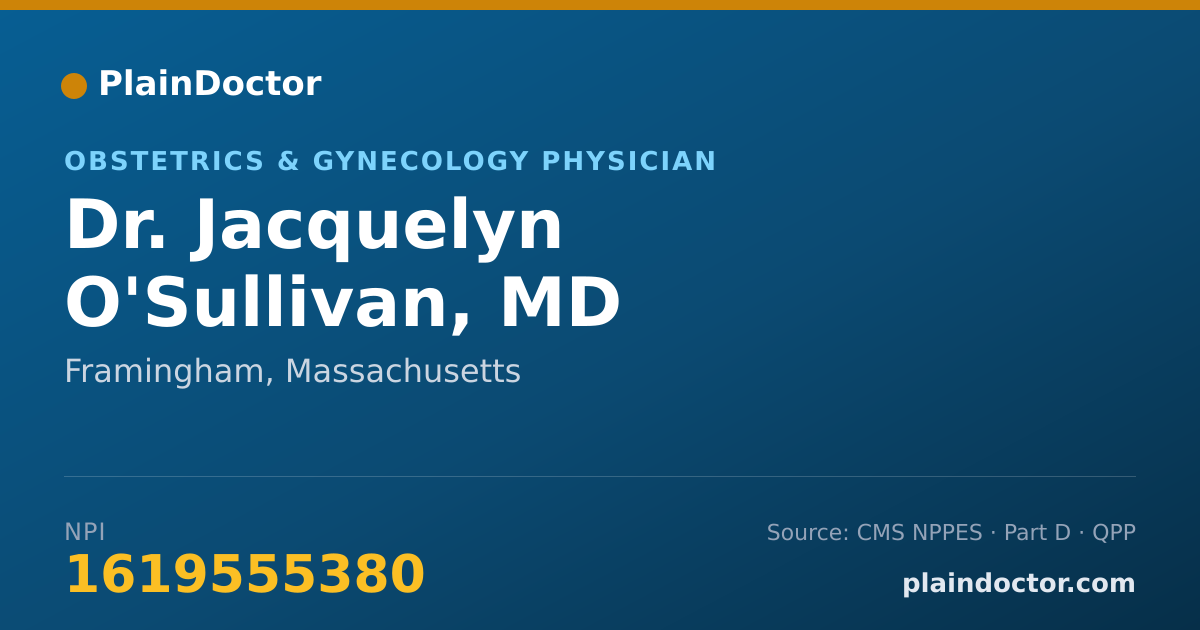 Shareable card for Jacquelyn O'Sullivan, MD - Obstetrics & Gynecology Physician, Framingham, MA