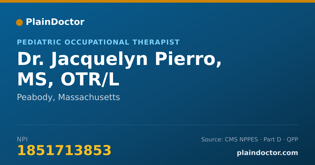 Shareable card for Jacquelyn Pierro, MS, OTR/L - Pediatric Occupational Therapist, Peabody, MA