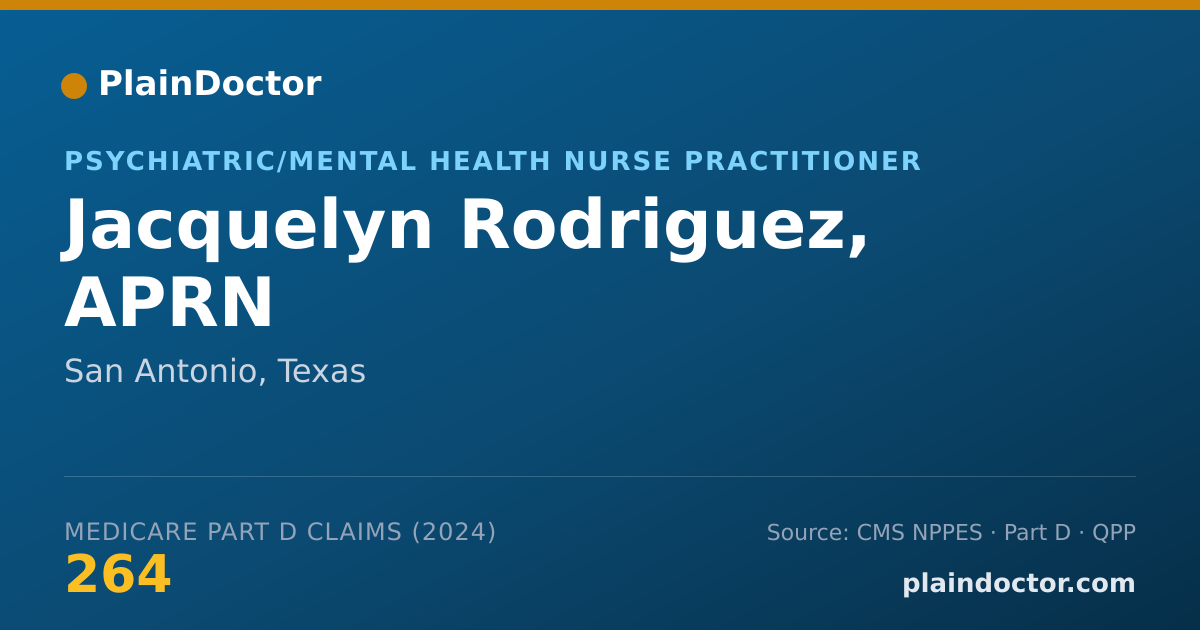 Shareable card for Jacquelyn Rodriguez, APRN - Psychiatric/Mental Health Nurse Practitioner, San Antonio, TX
