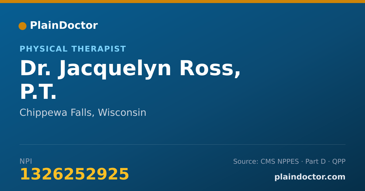 Shareable card for Jacquelyn Ross, P.T. - Physical Therapist, Chippewa Falls, WI