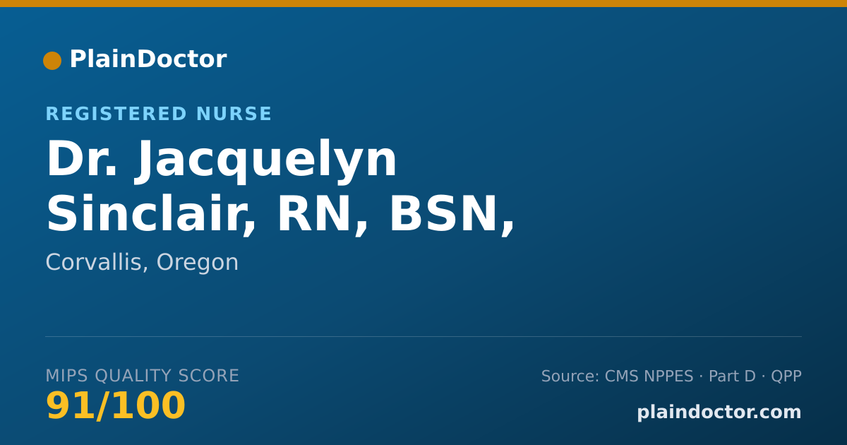 Shareable card for Jacquelyn Sinclair, RN, BSN, FNP-C - Registered Nurse, Corvallis, OR