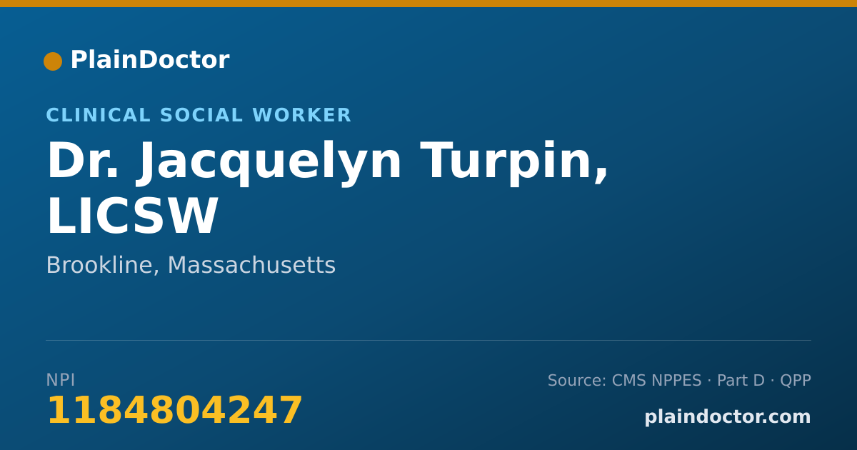 Shareable card for Jacquelyn Turpin, LICSW - Clinical Social Worker, Brookline, MA