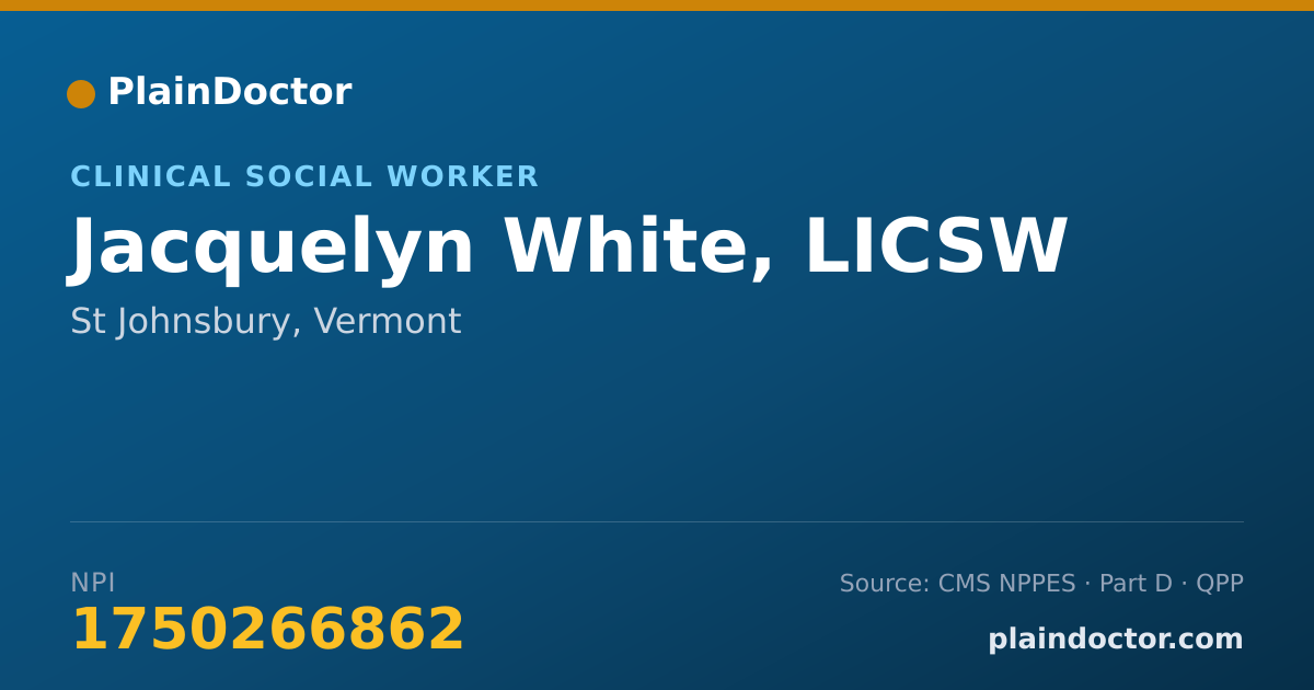 Shareable card for Jacquelyn White, LICSW - Clinical Social Worker, St Johnsbury, VT