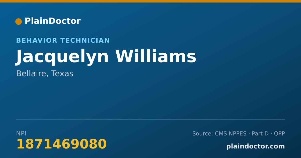 Shareable card for Jacquelyn Williams - Behavior Technician, Bellaire, TX