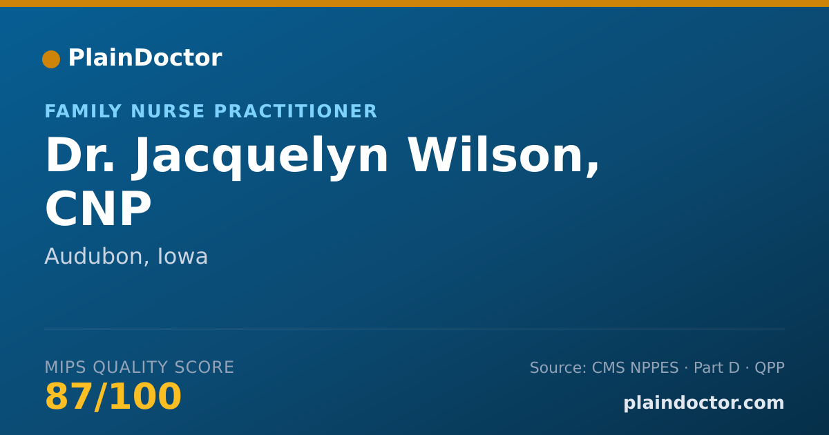 Shareable card for Jacquelyn Wilson, CNP - Family Nurse Practitioner, Audubon, IA
