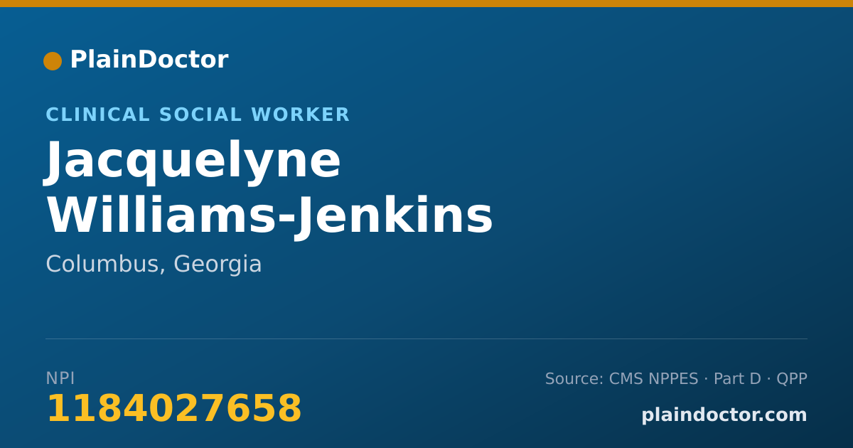 Shareable card for Jacquelyne Williams-Jenkins - Clinical Social Worker, Columbus, GA