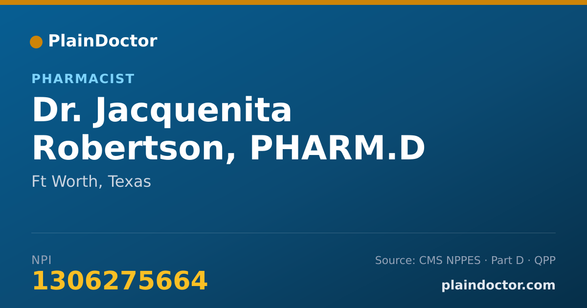 Shareable card for Jacquenita Robertson, PHARM.D - Pharmacist, Ft Worth, TX