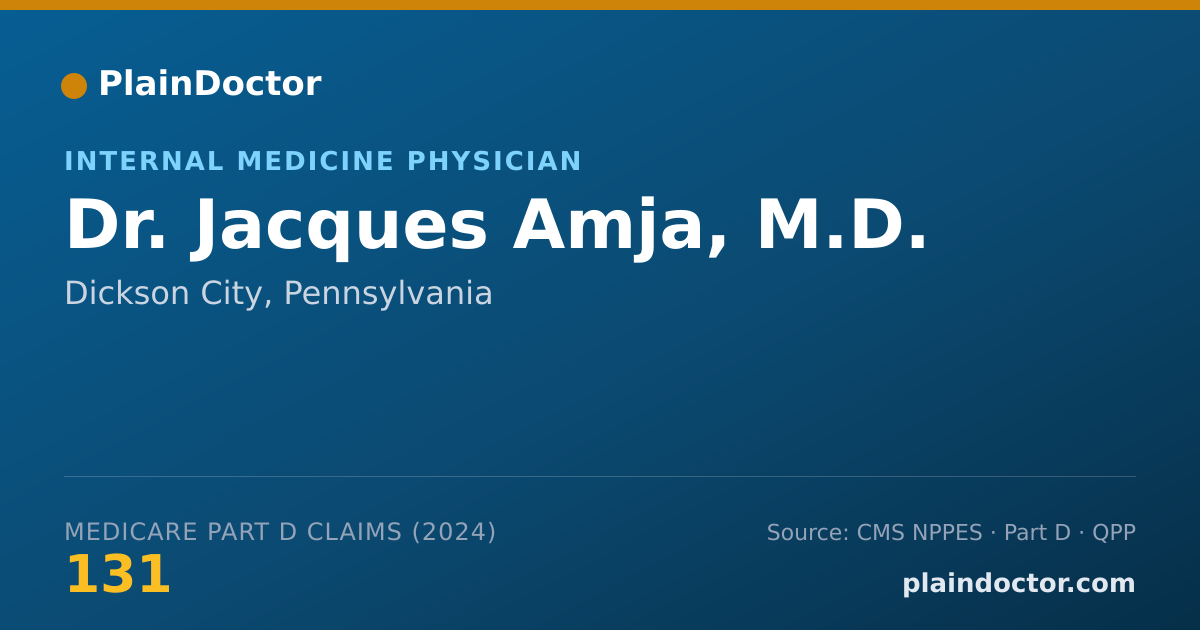 Shareable card for Jacques Amja, M.D. - Internal Medicine Physician, Dickson City, PA