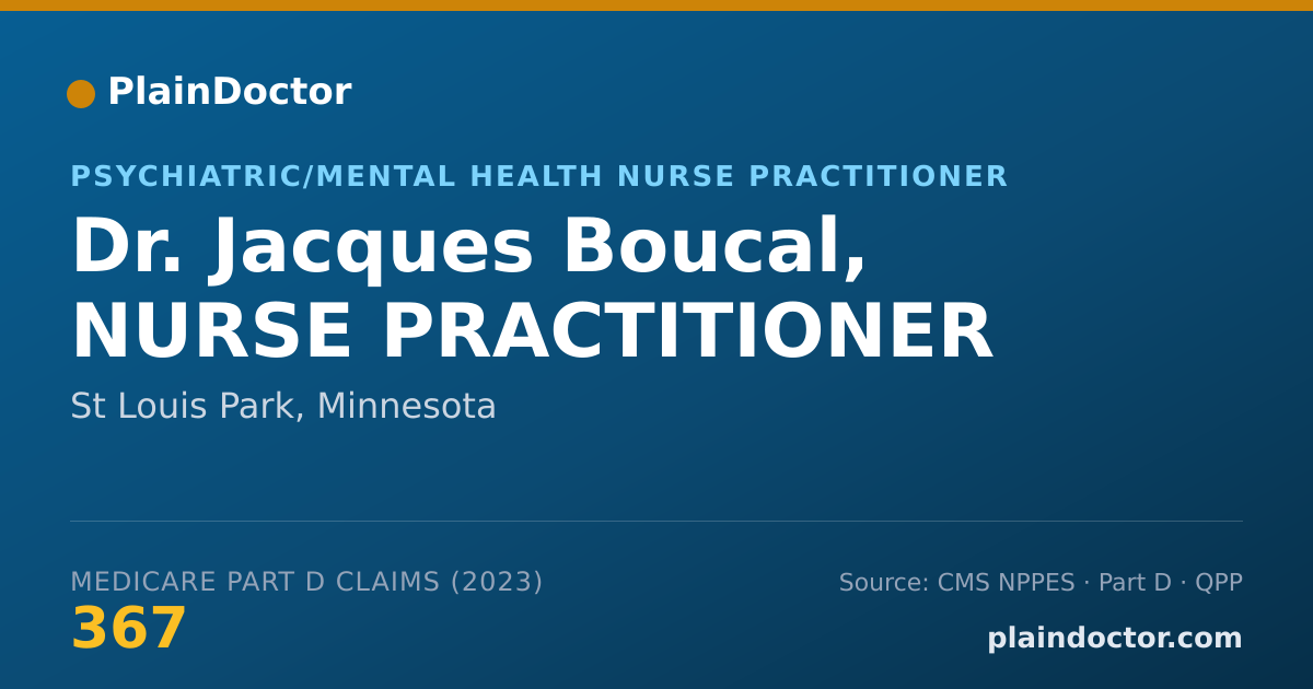 Shareable card for Jacques Boucal, NURSE PRACTITIONER - Psychiatric/Mental Health Nurse Practitioner, St Louis Park, MN