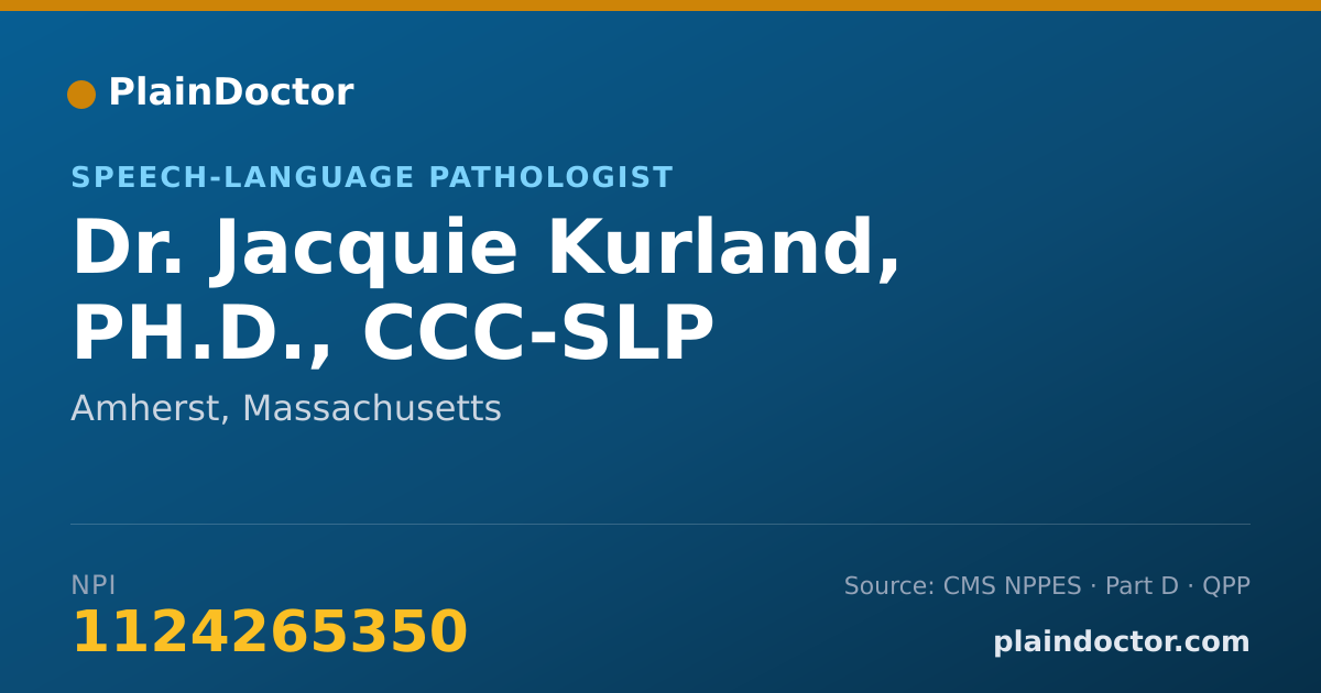 Shareable card for Jacquie Kurland, PH.D., CCC-SLP - Speech-Language Pathologist, Amherst, MA