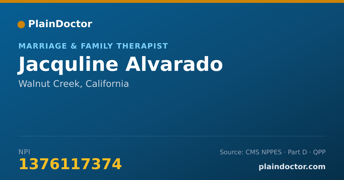 Shareable card for Jacquline Alvarado - Marriage & Family Therapist, Walnut Creek, CA