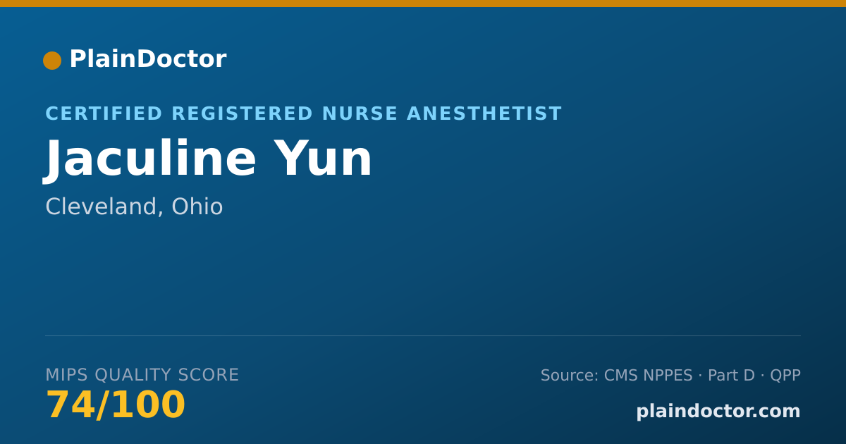 Shareable card for Jaculine Yun - Certified Registered Nurse Anesthetist, Cleveland, OH