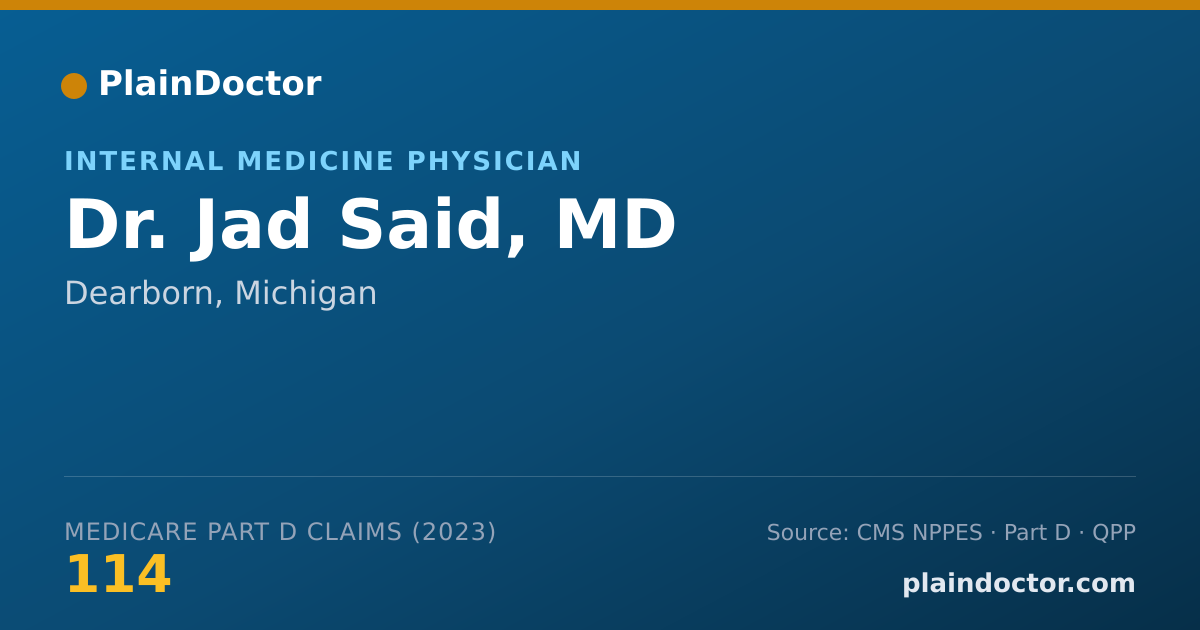 Shareable card for Jad Said, MD - Internal Medicine Physician, Dearborn, MI