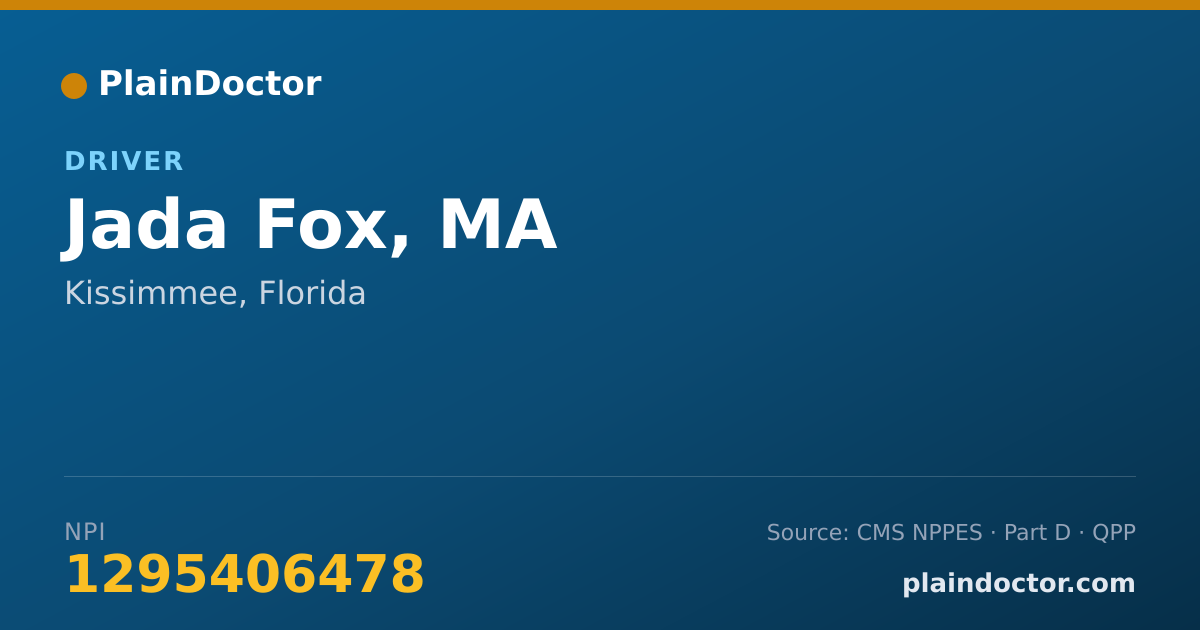 Shareable card for Jada Fox, MA - Driver, Kissimmee, FL