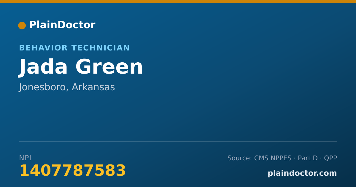 Shareable card for Jada Green - Behavior Technician, Jonesboro, AR