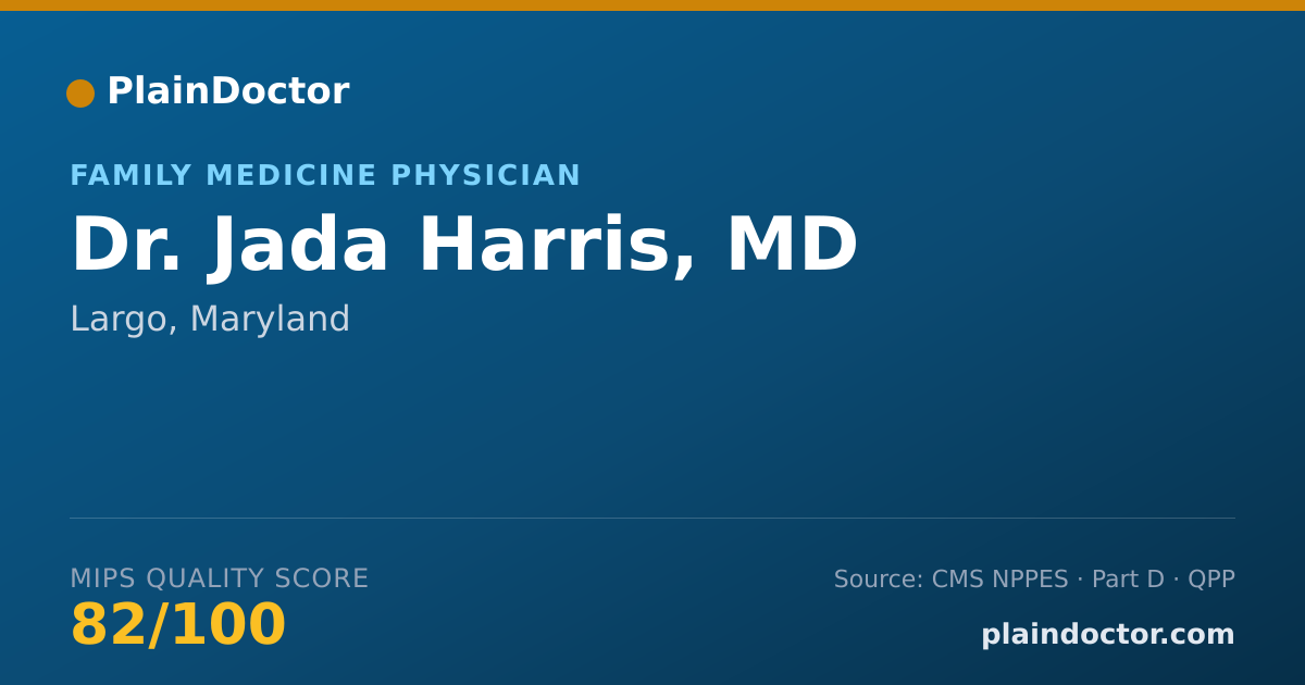 Shareable card for Jada Harris, MD - Family Medicine Physician, Largo, MD