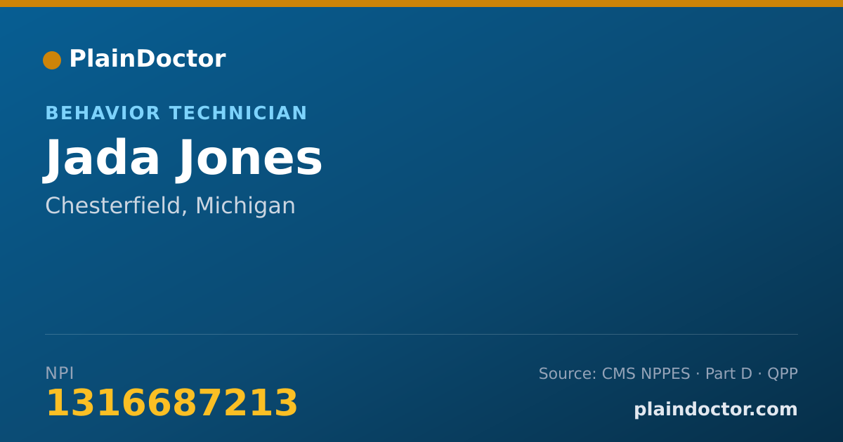 Shareable card for Jada Jones - Behavior Technician, Chesterfield, MI