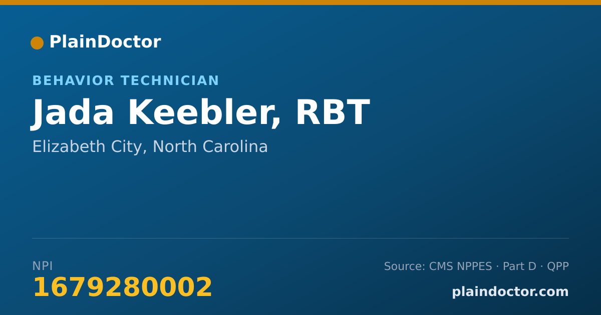 Shareable card for Jada Keebler, RBT - Behavior Technician, Elizabeth City, NC