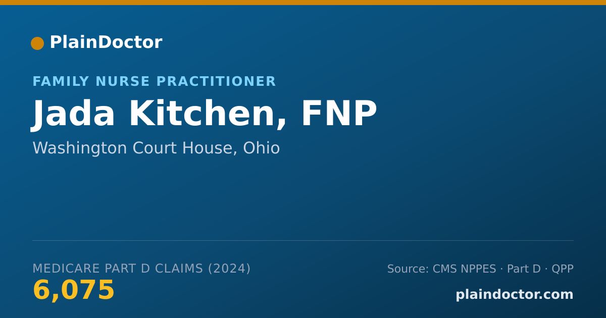 Shareable card for Jada Kitchen, FNP - Family Nurse Practitioner, Washington Court House, OH