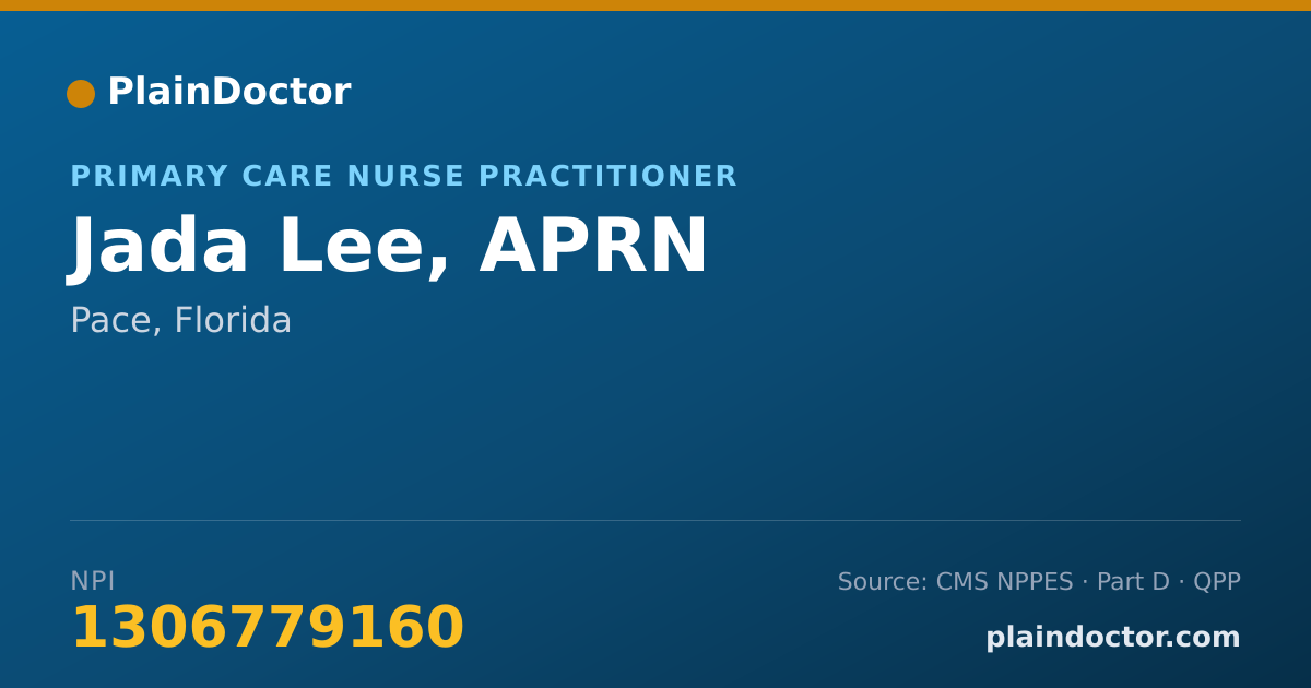 Shareable card for Jada Lee, APRN - Gerontology Nurse Practitioner, Pace, FL