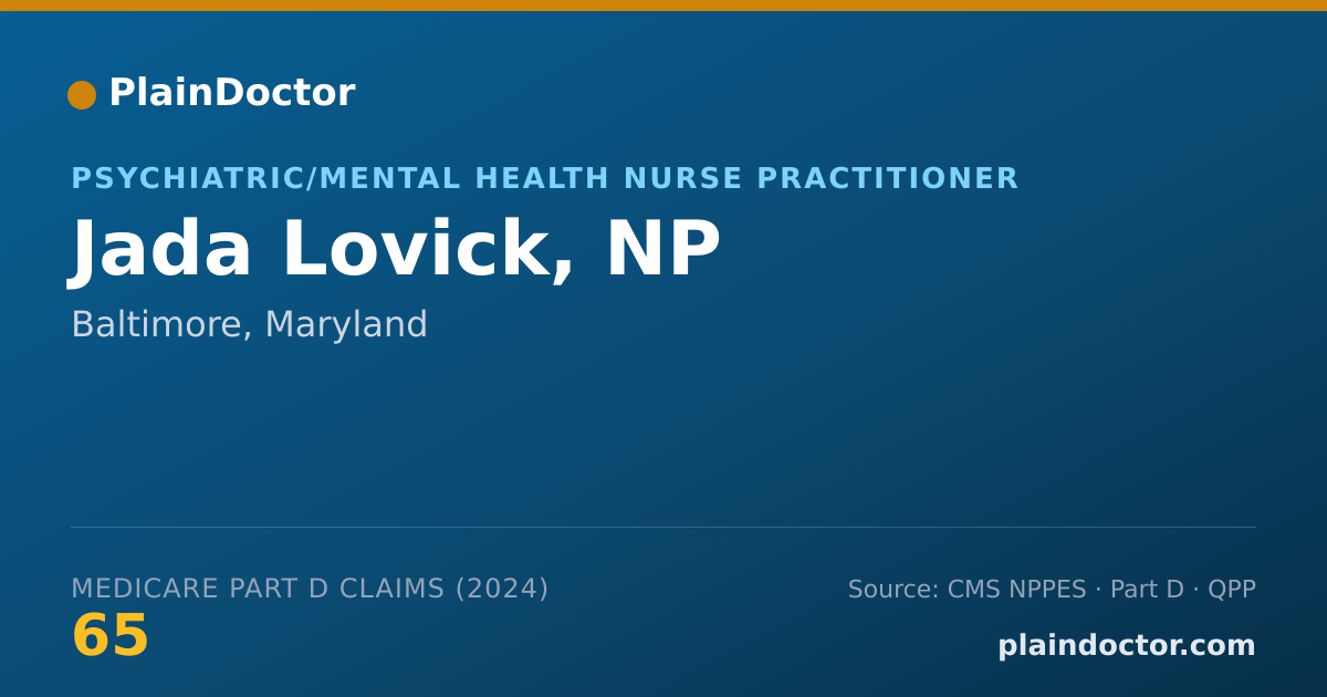 Shareable card for Jada Lovick, NP - Psychiatric/Mental Health Nurse Practitioner, Baltimore, MD