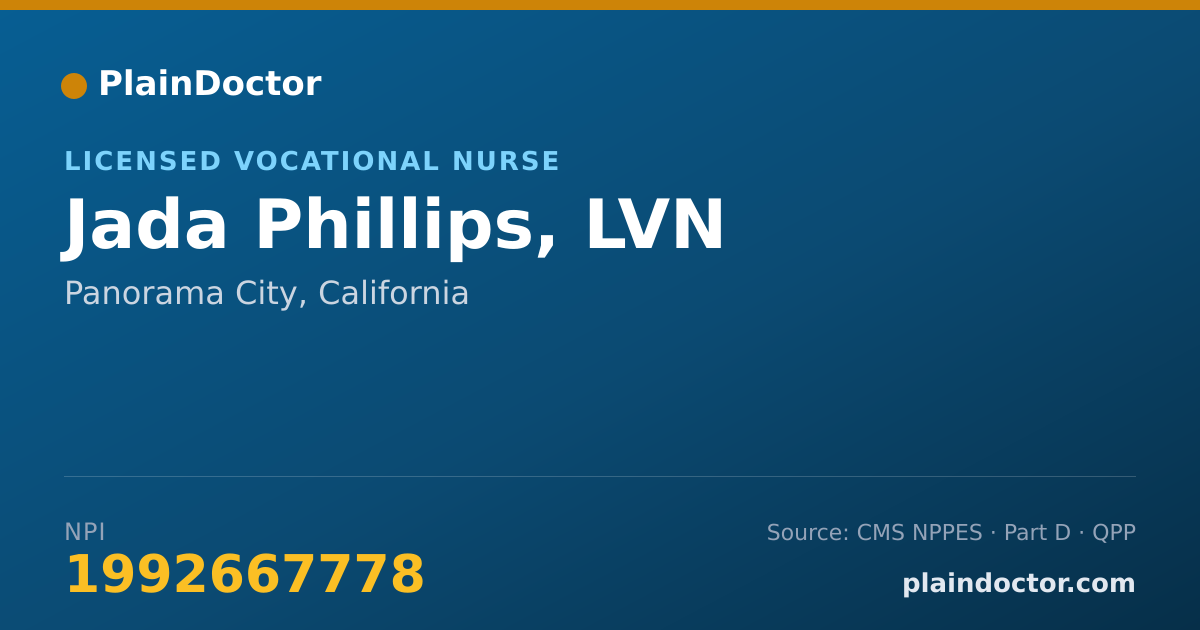Shareable card for Jada Phillips, LVN - Licensed Vocational Nurse, Panorama City, CA