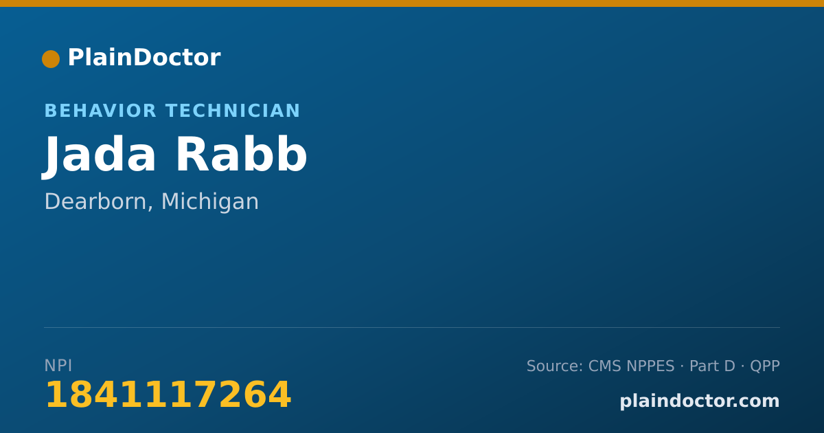 Shareable card for Jada Rabb - Behavior Technician, Dearborn, MI