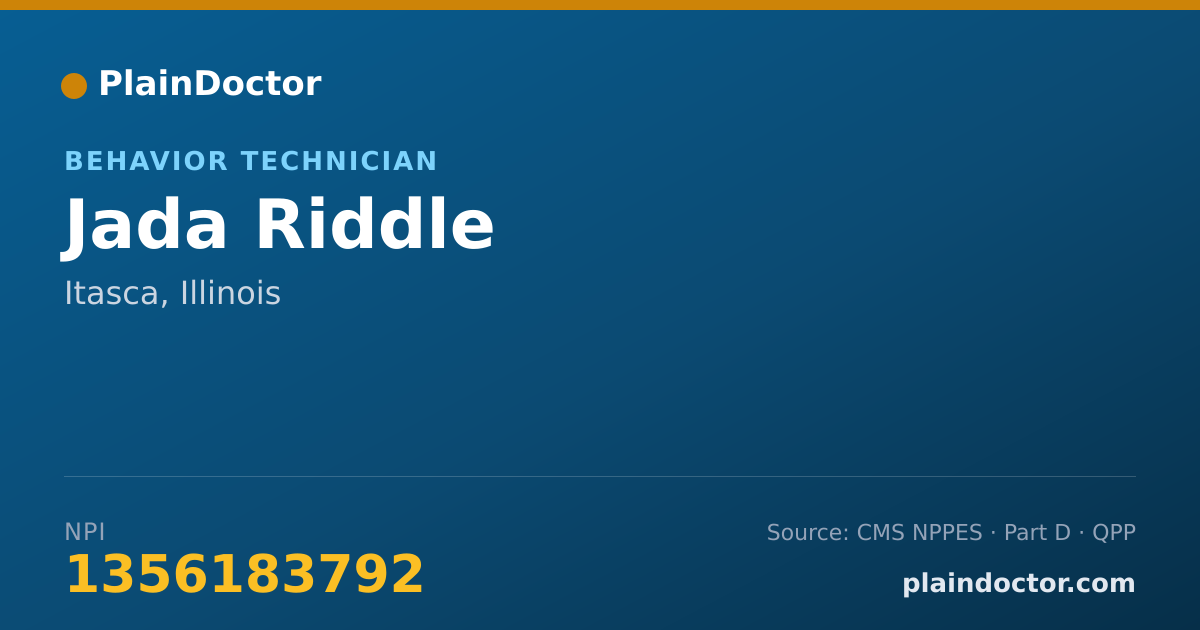 Shareable card for Jada Riddle - Behavior Technician, Itasca, IL