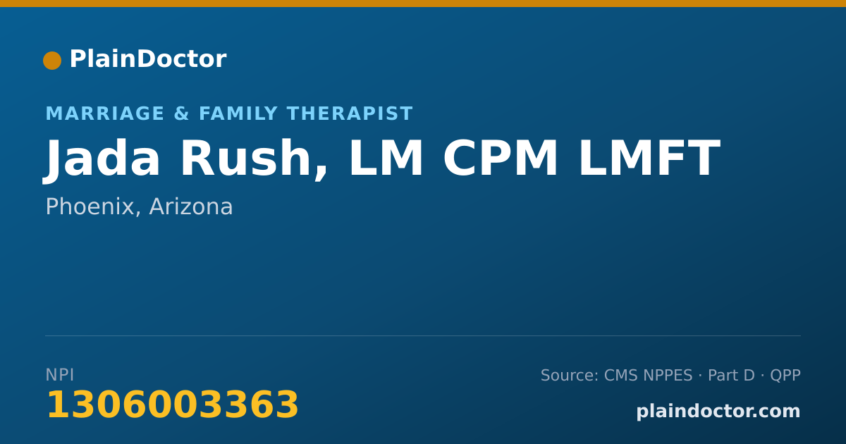 Shareable card for Jada Rush, LM CPM LMFT - Marriage & Family Therapist, Phoenix, AZ
