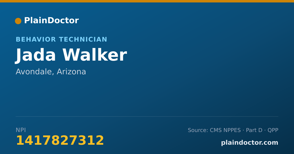 Shareable card for Jada Walker - Behavior Technician, Avondale, AZ