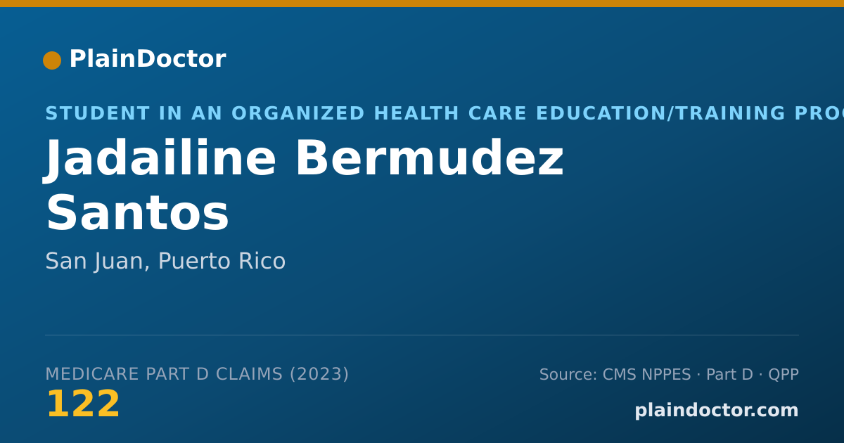 Shareable card for Jadailine Bermudez Santos - Student in an Organized Health Care Education/Training Program, San Juan, PR