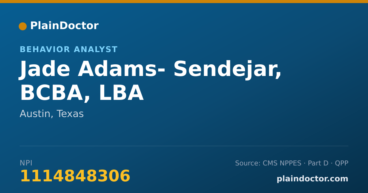 Shareable card for Jade Adams- Sendejar, BCBA, LBA - Behavior Analyst, Austin, TX