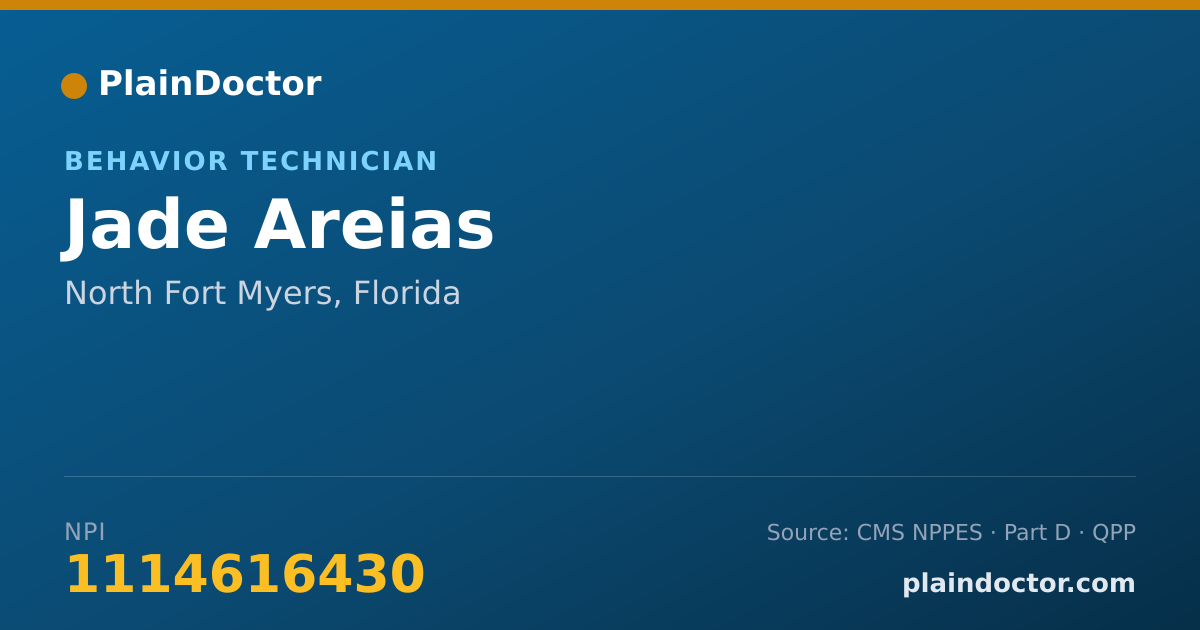 Shareable card for Jade Areias - Behavior Technician, North Fort Myers, FL