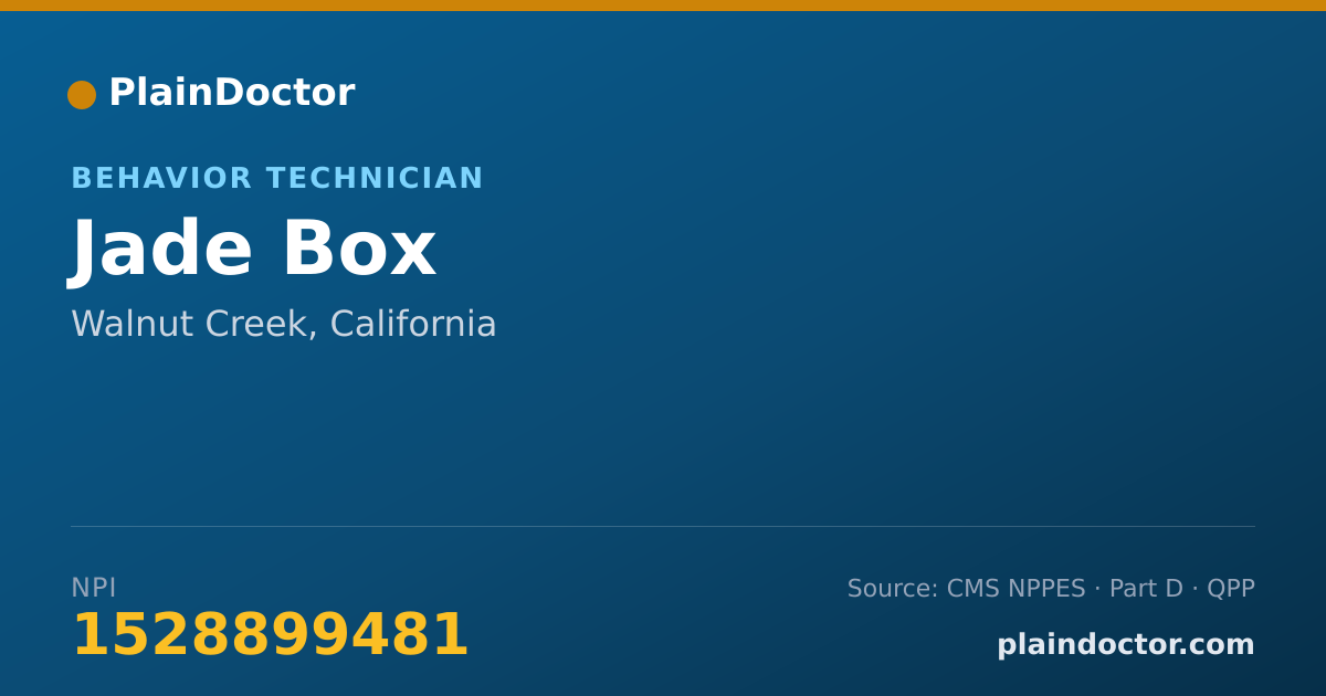 Shareable card for Jade Box - Behavior Technician, Walnut Creek, CA