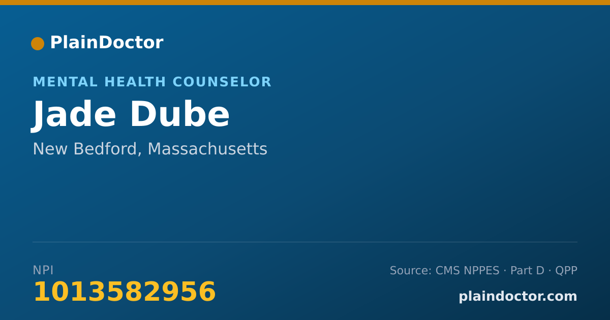 Shareable card for Jade Dube - Mental Health Counselor, New Bedford, MA