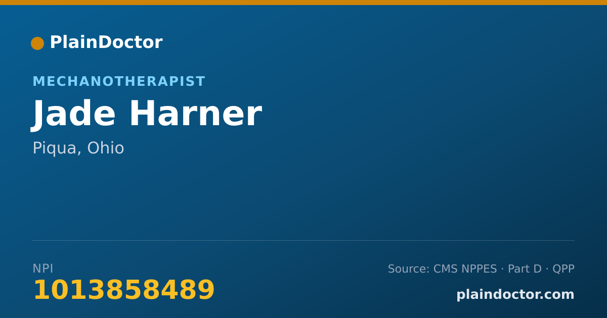 Shareable card for Jade Harner - Mechanotherapist, Piqua, OH