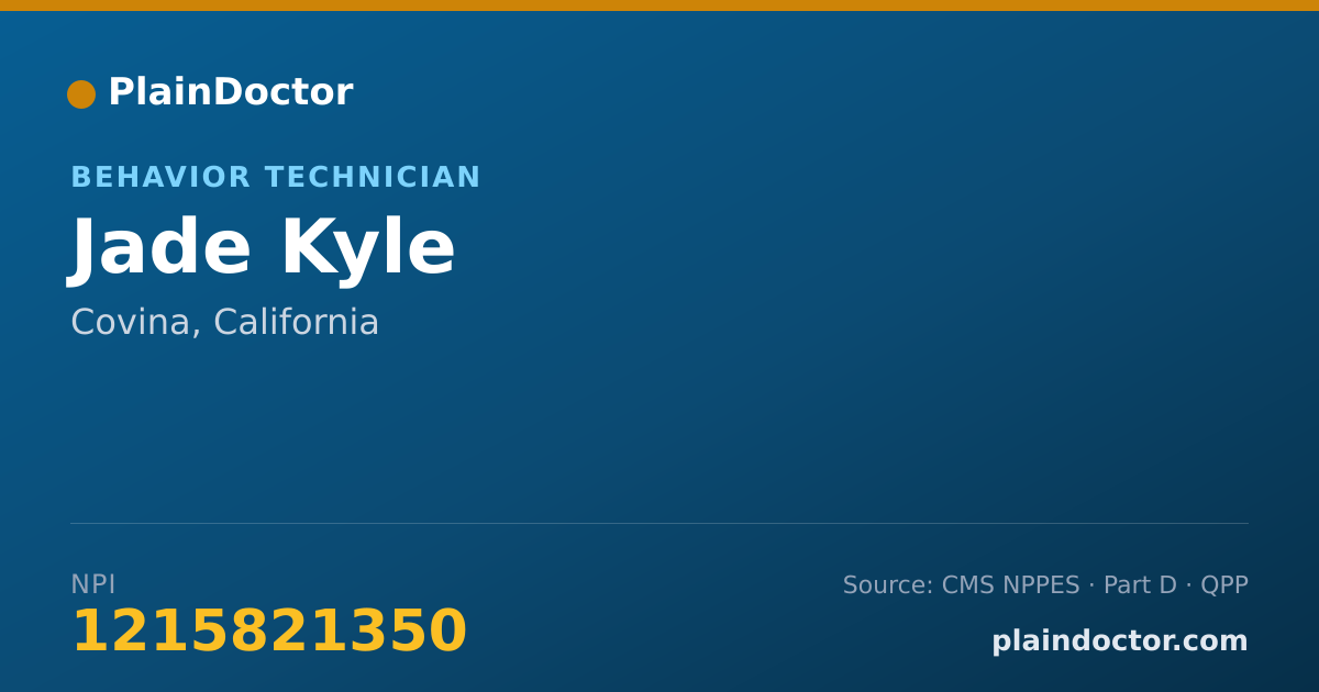 Shareable card for Jade Kyle - Behavior Technician, Covina, CA