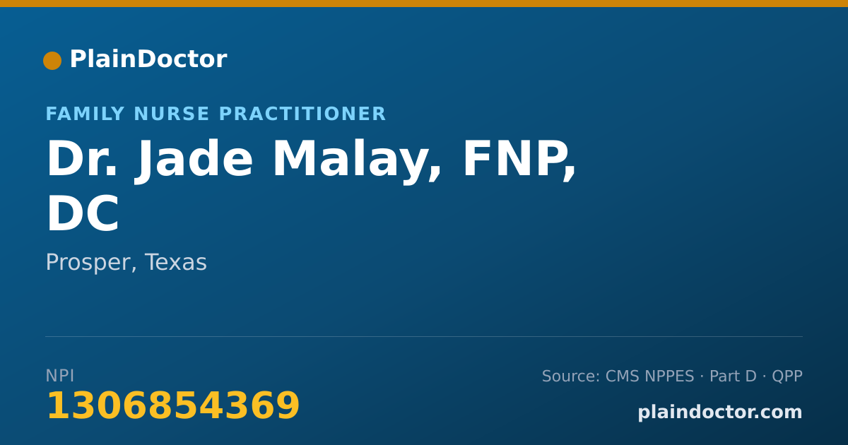 Shareable card for Jade Malay, FNP, DC - Chiropractor, Prosper, TX