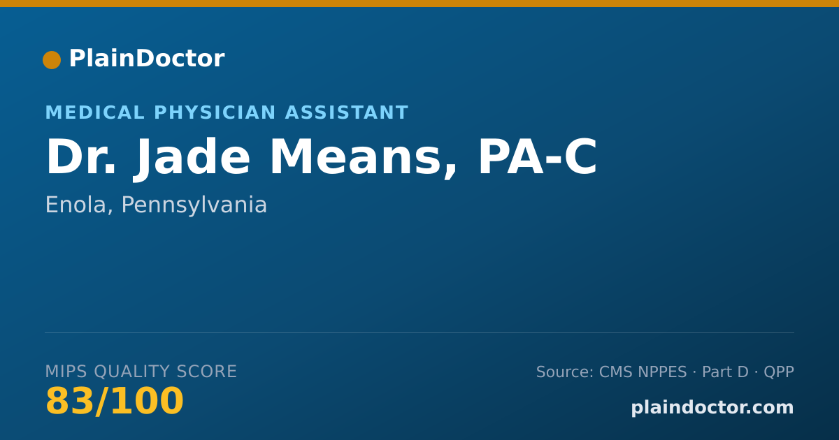 Shareable card for Jade Means, PA-C - Medical Physician Assistant, Enola, PA