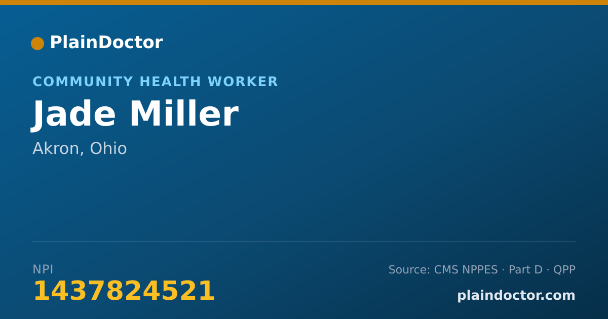 Shareable card for Jade Miller - Community Health Worker, Akron, OH