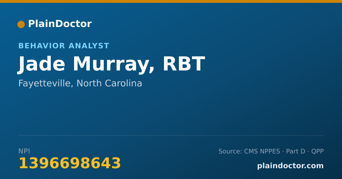 Shareable card for Jade Murray, RBT - Behavior Analyst, Fayetteville, NC