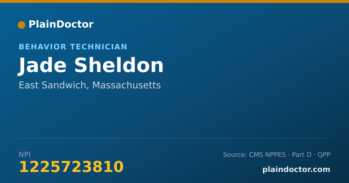 Shareable card for Jade Sheldon - Behavior Technician, East Sandwich, MA