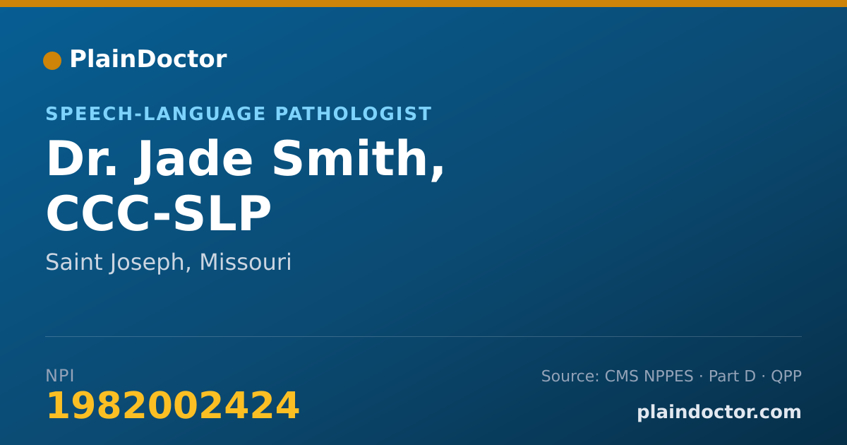 Shareable card for Jade Smith, CCC-SLP - Speech-Language Pathologist, Saint Joseph, MO