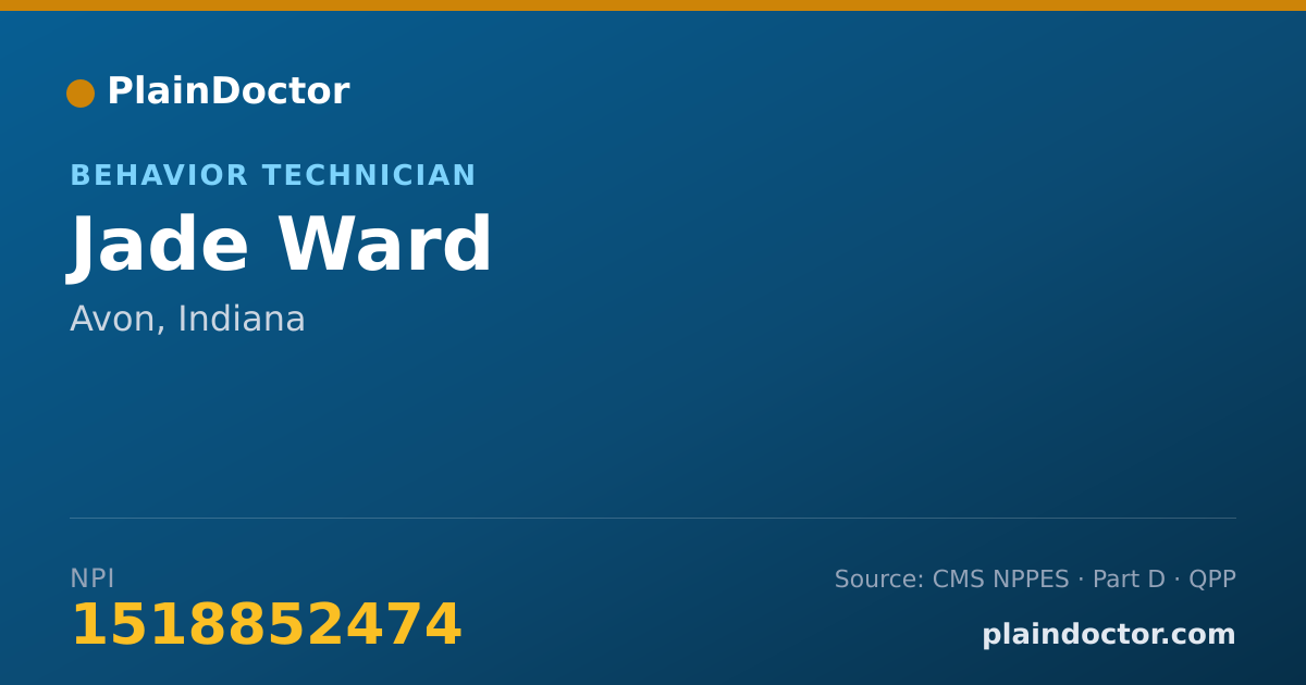 Shareable card for Jade Ward - Behavior Technician, Avon, IN