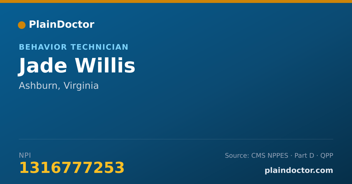 Shareable card for Jade Willis - Behavior Technician, Ashburn, VA